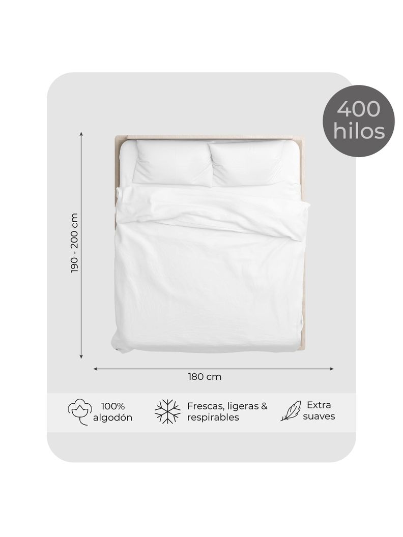 Juego de Sábanas King 100% Algodón Relan 400 Hilos Premium-1