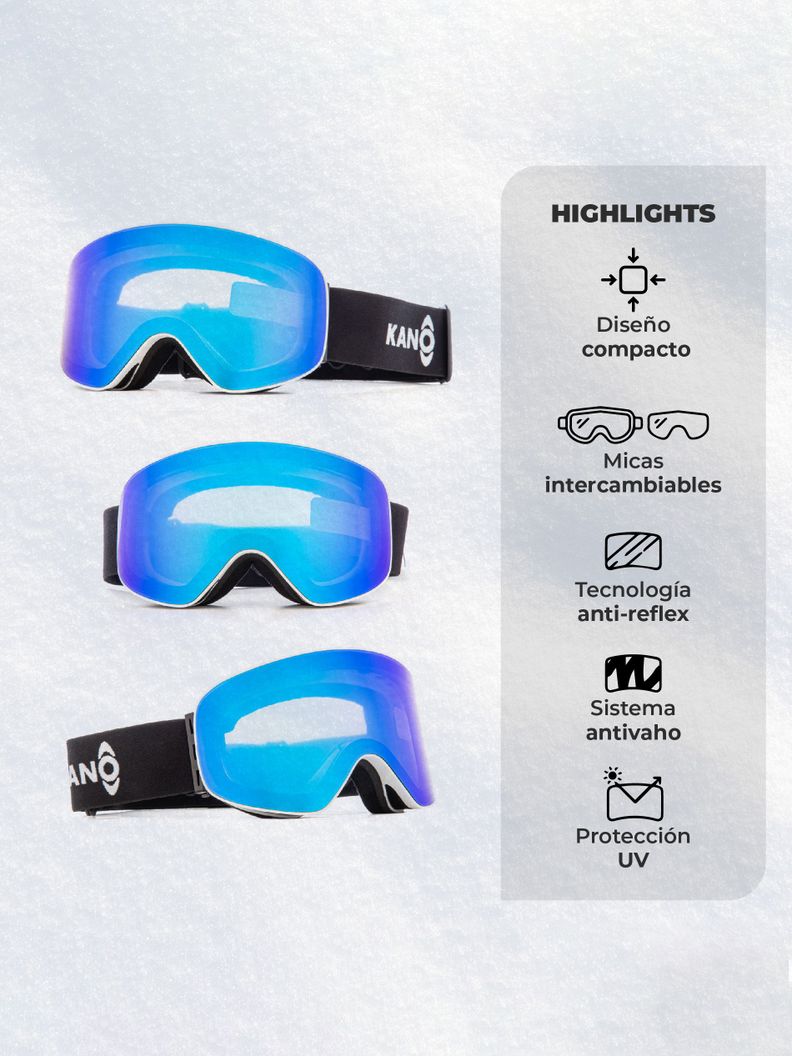 Antiparra Gafas de Nieve Kano Ripper Ski Snowboard 2 Micas-1
