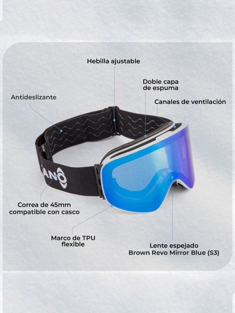 Antiparra Gafas de Nieve Kano Ripper Ski Snowboard 2 Micas-3