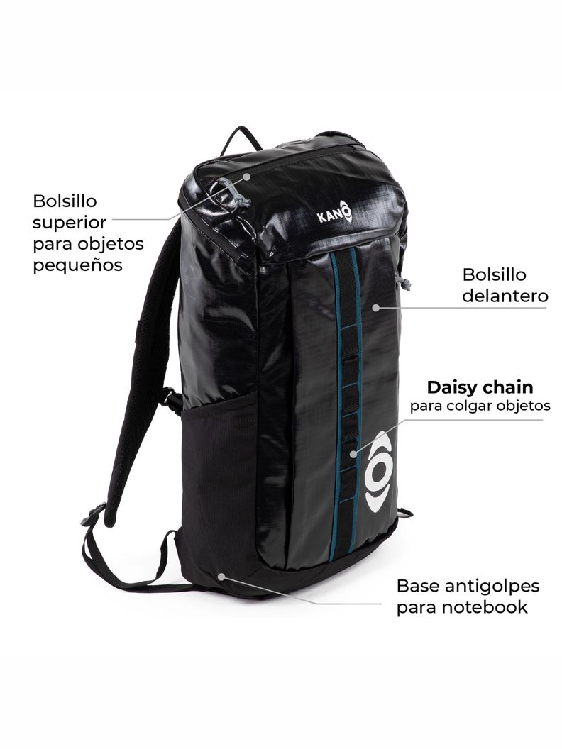 Mochila Outdoor Negra Kano 25L Trekking Camping Resistente-2