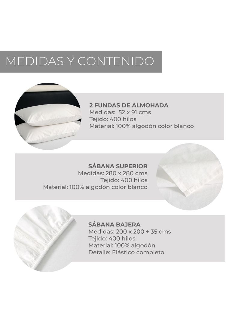 Sábanas Super King 100% Algodón Relan 400 Hilos Premium-5