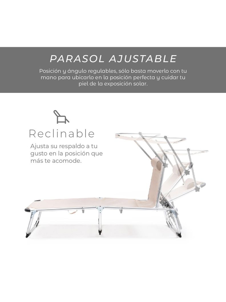 Reposera Plegable con Techo Relan Areia Reclinable-2