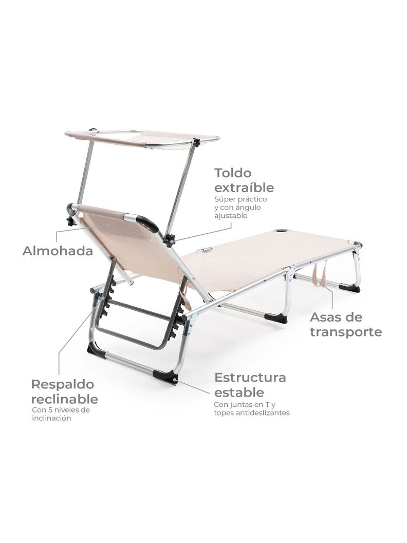 Reposera Plegable con Techo Relan Areia Reclinable-3