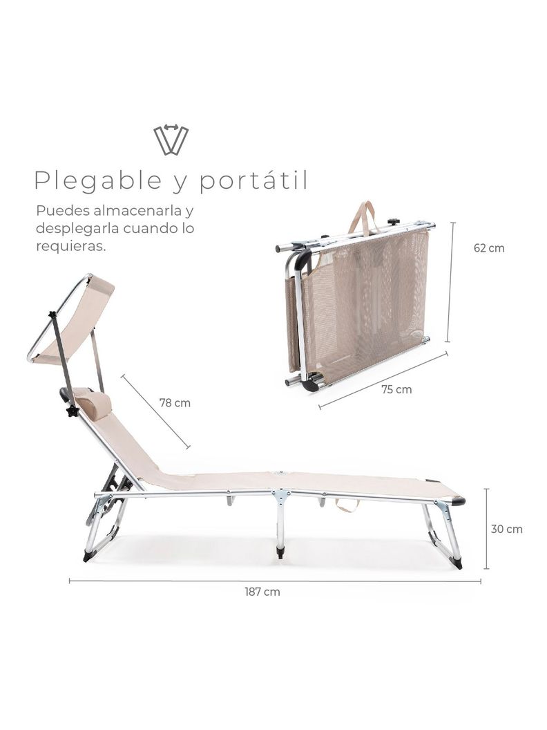 Reposera Plegable con Techo Relan Areia Reclinable-4