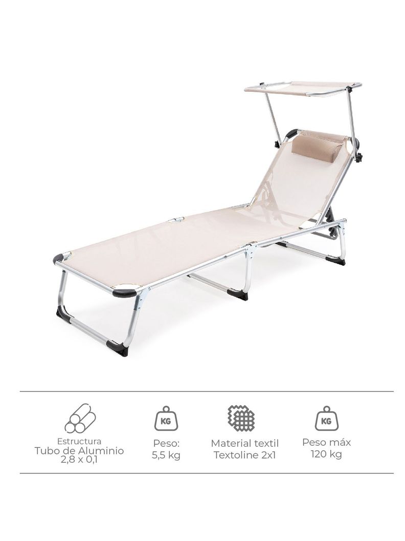 Reposera Plegable con Techo Relan Areia Reclinable-7