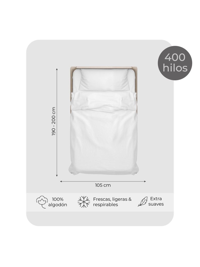 Sábanas 1,5 Plaza 100% Algodón Relan 400 Hilos Premium-1