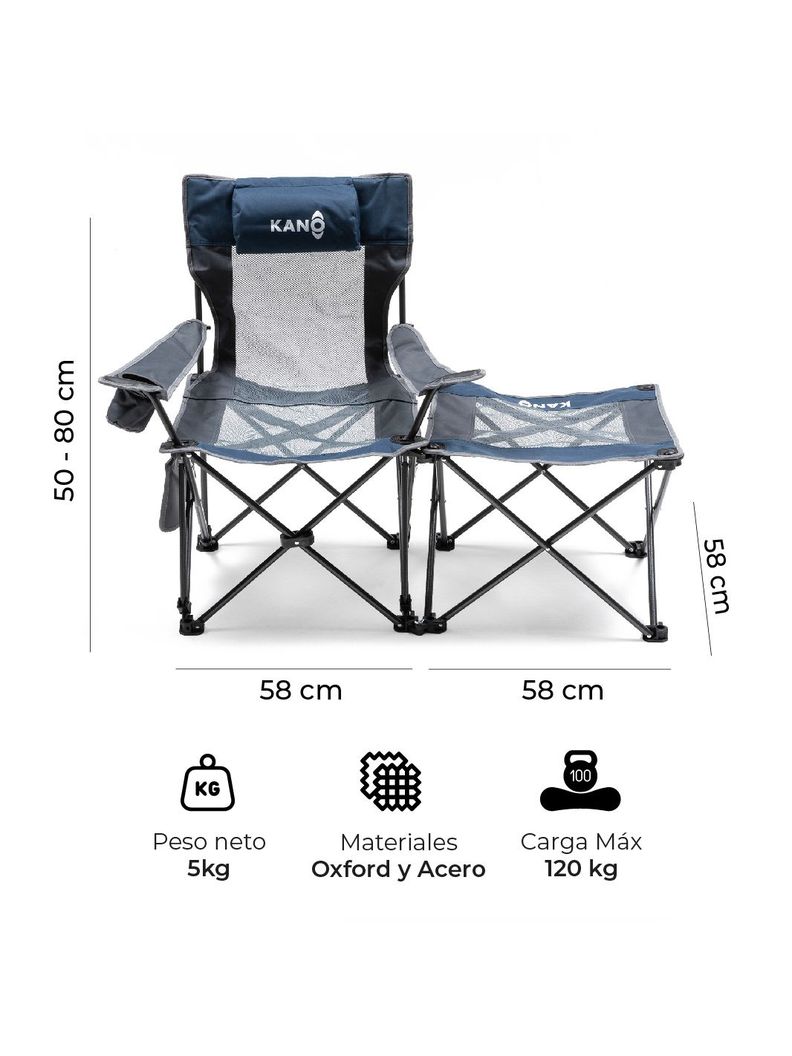 Silla de Camping 3 en 1 Kano Quillín Convertible Reposera-1