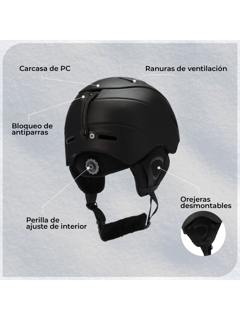 Casco De Ski y Snowboard Kano Patrol Black Ajustable-3