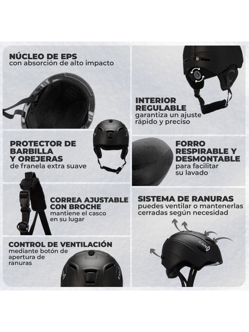 Casco De Ski y Snowboard Kano Patrol Black Ajustable-6