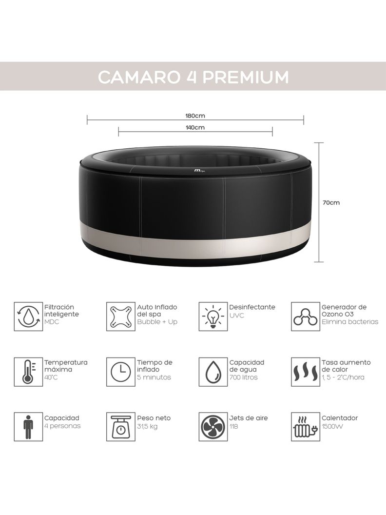 Hot Tub Inflable Camaro Premium 4 Personas MSpa-1