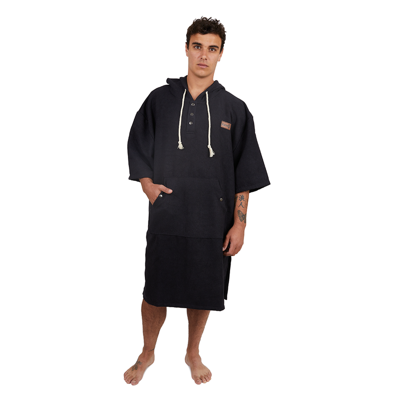 Poncho Reciclado Negro / Poncho Surf Kano-0