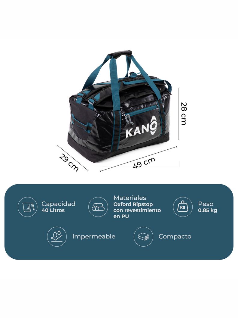 Bolso Mochila Impermeable Negro Kano Outdoor 40L Plegable-1