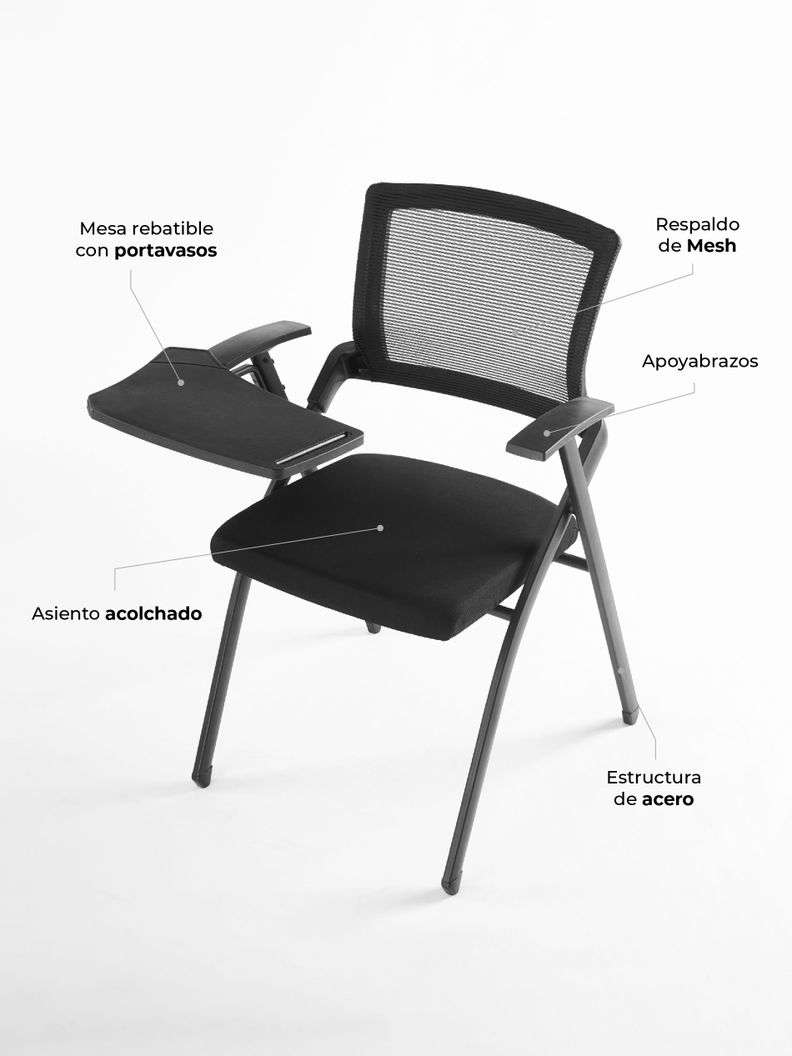 Set x3 Sillas Universitarias con Pupitre Rebatible ERGO-810-3