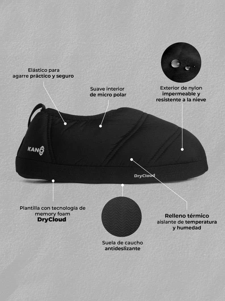 Pantuflas Outdoor Kano Impermeables con Memory Foam Negro-2