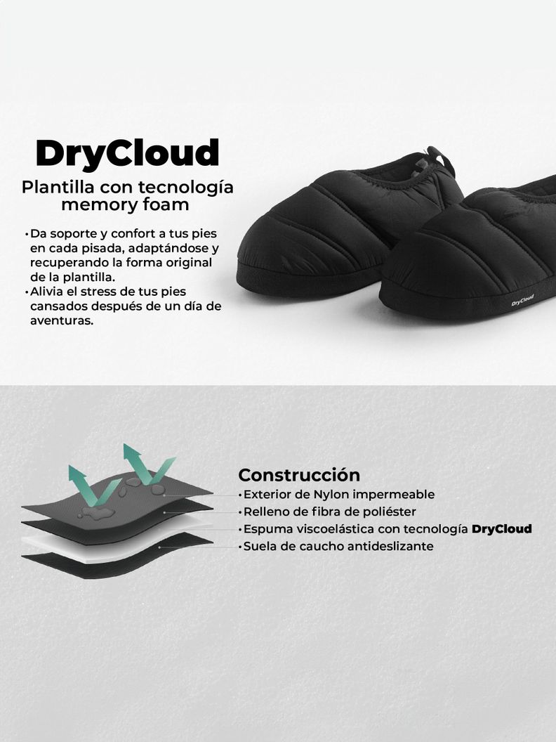 Pantuflas Outdoor Kano Impermeables con Memory Foam Negro-3