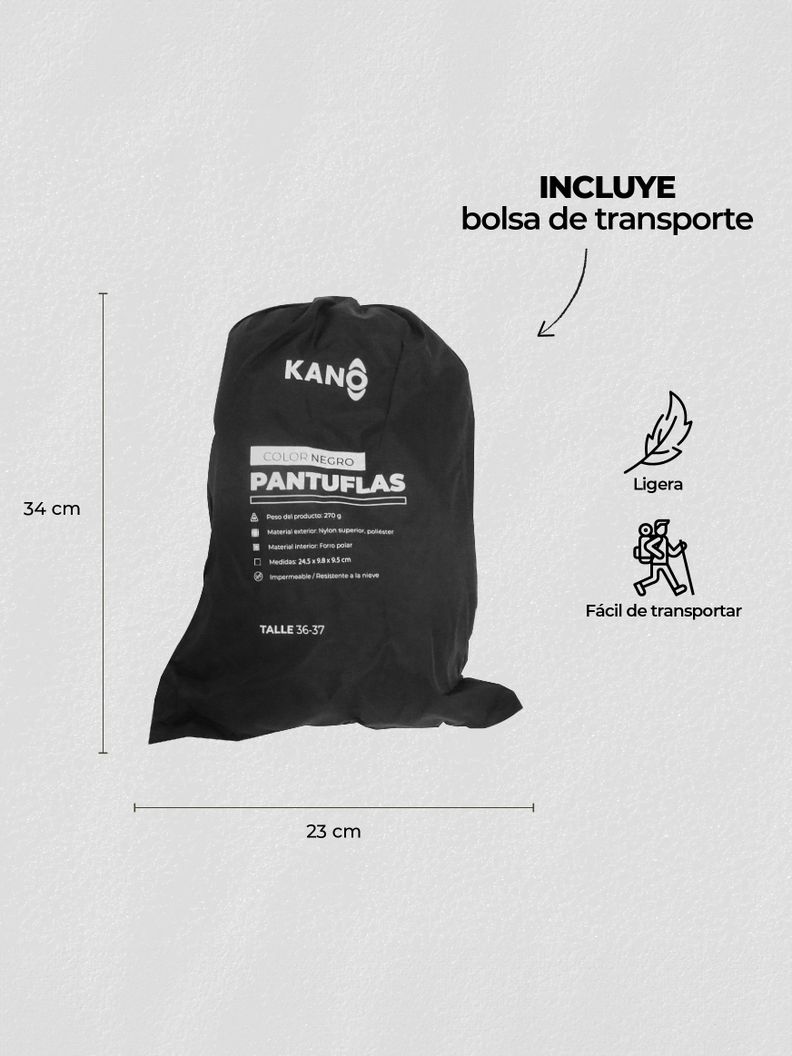 Pantuflas Outdoor Kano Impermeables con Memory Foam Negro-4