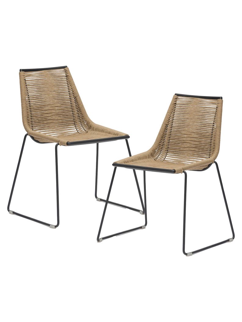 Set de 2 Silla Exterior Thani Ratán Sintético Jardín y Terraza