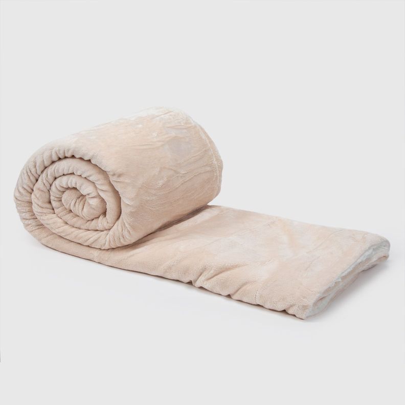 Manta Frazada Sherpa Polar Franela Crema King Relan-0