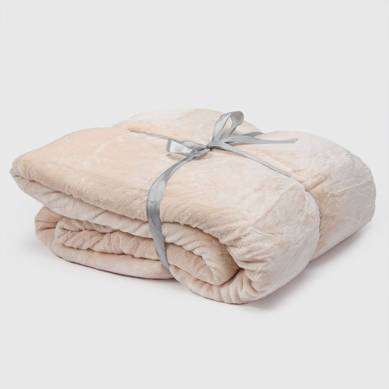 Manta Frazada Sherpa Polar Franela Crema King Relan-4
