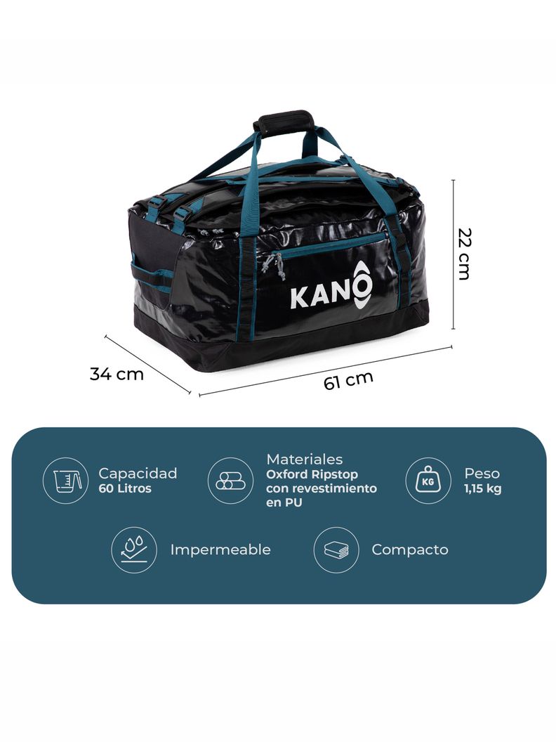 Bolso Mochila Impermeable Negro Kano Outdoor 60L Plegable-1