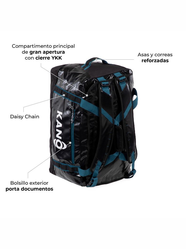 Bolso Mochila Impermeable Negro Kano Outdoor 60L Plegable-2