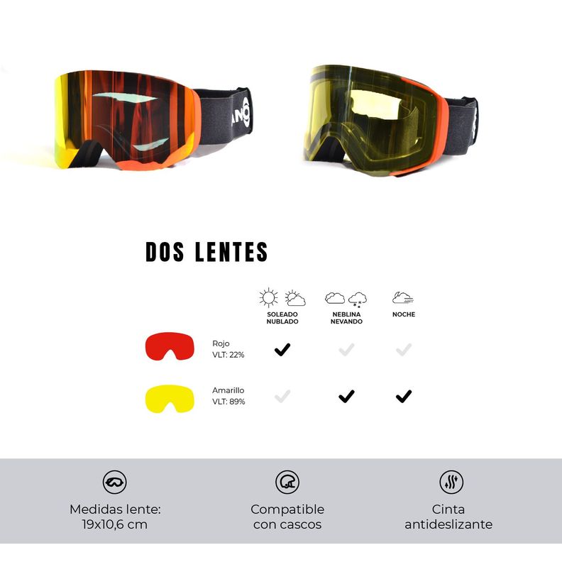 Antiparras Gafas de Nieve Magnéticas Fire Ski Snowboard Kano-1