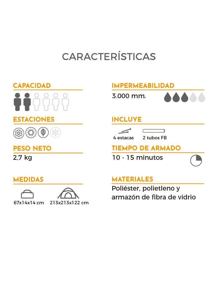 Carpa Camping 2 personas Impermeable-3