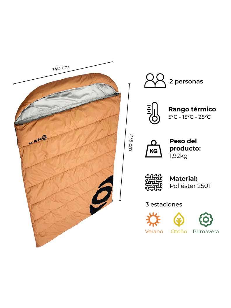 Saco de Dormir Doble Kano Provincia Waterproof 2 Personas-2