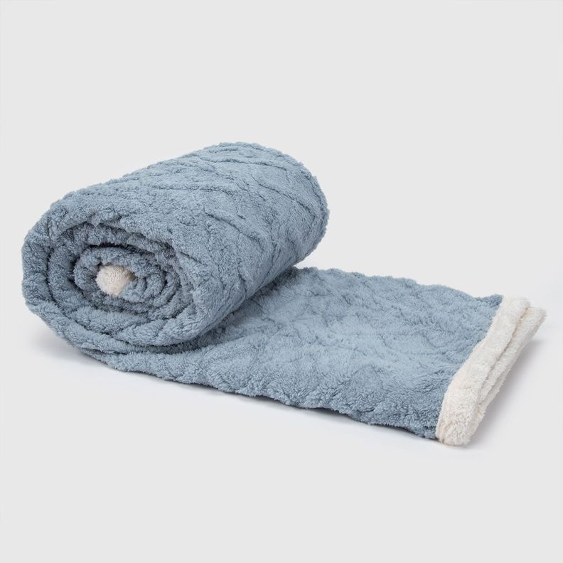 Manta Frazada Sherpa Jacquard Azul 1,5 Plazas Relan-0