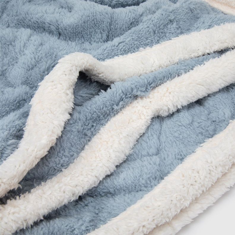 Manta Frazada Sherpa Jacquard Azul 1,5 Plazas Relan-1