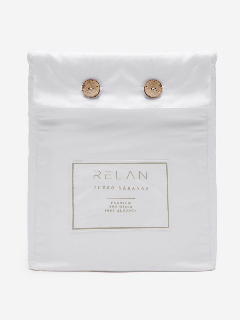 Juego de Sabanas Queen / Sábanas Blancas Relan 300 Hilos Algodón-8