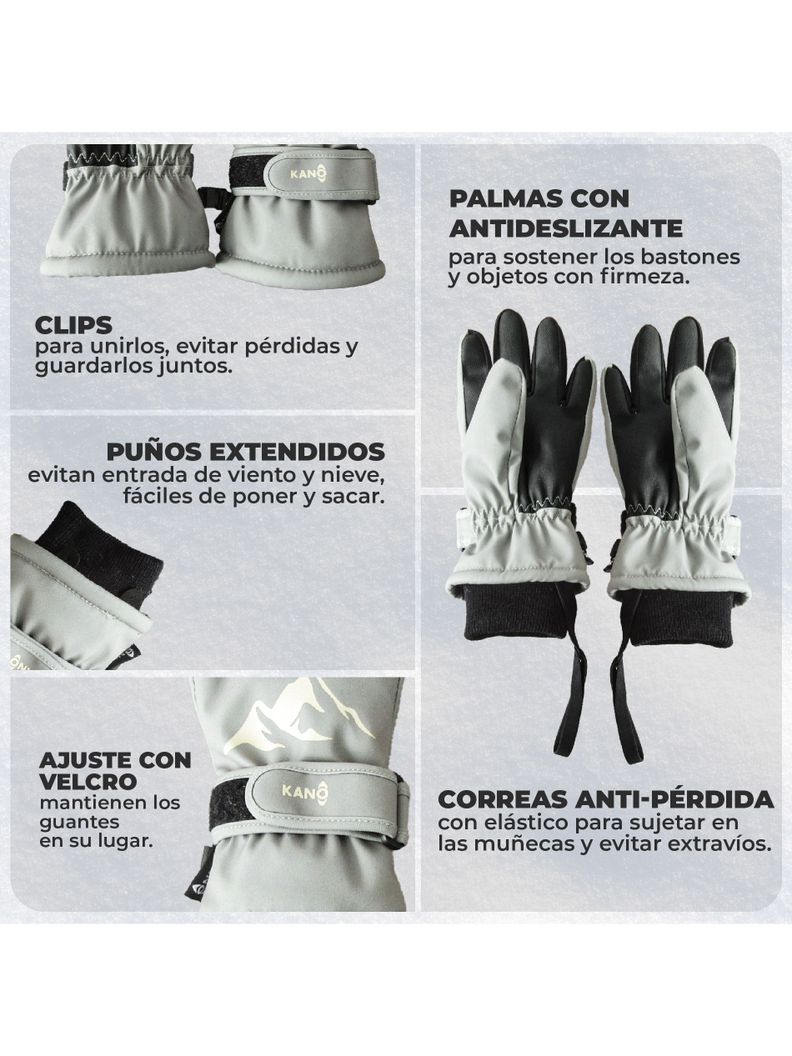 Guantes Térmicos de Nieve para Niños Kano Ski Snowboard-3