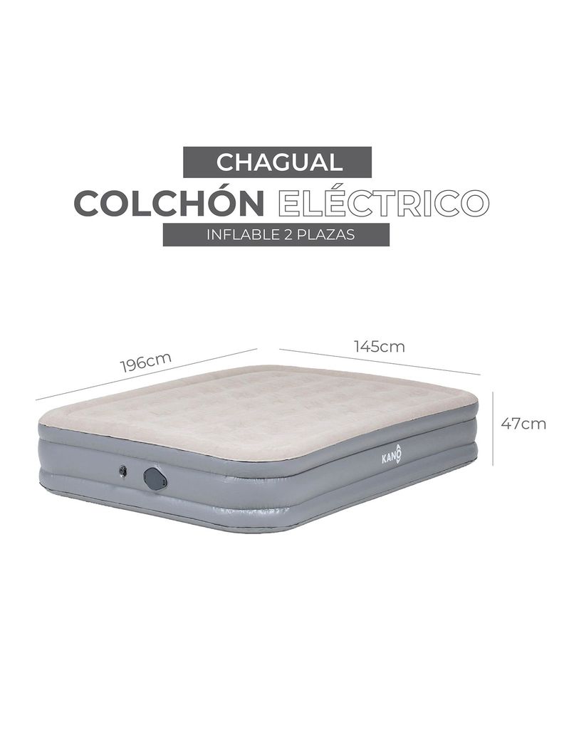 Colchón Inflable Eléctrico Kano Con Bateria Doble Altura-5