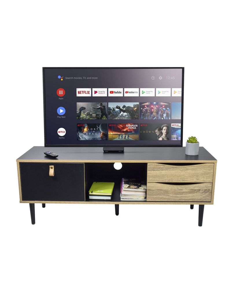 Rack de Tv Negro Top Living Venice con Puerta y Cajones-7
