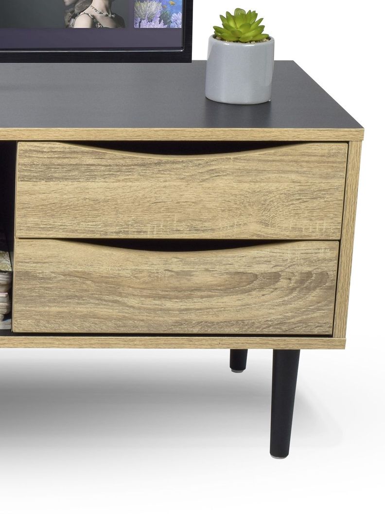 Rack de Tv Negro Top Living Venice con Puerta y Cajones-8