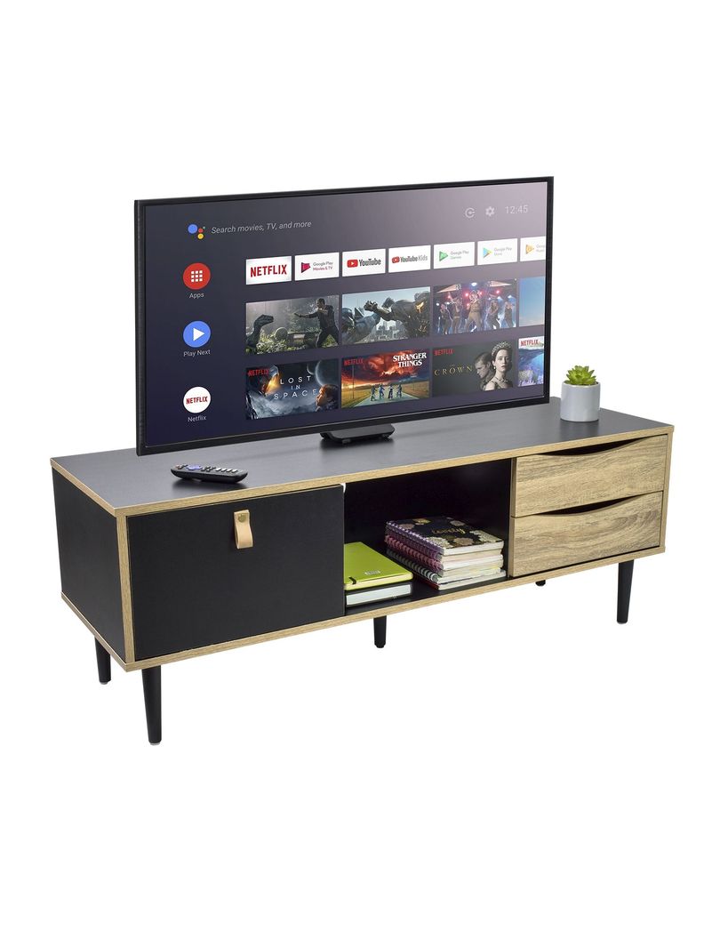 Rack de Tv Negro Top Living Venice con Puerta y Cajones-9
