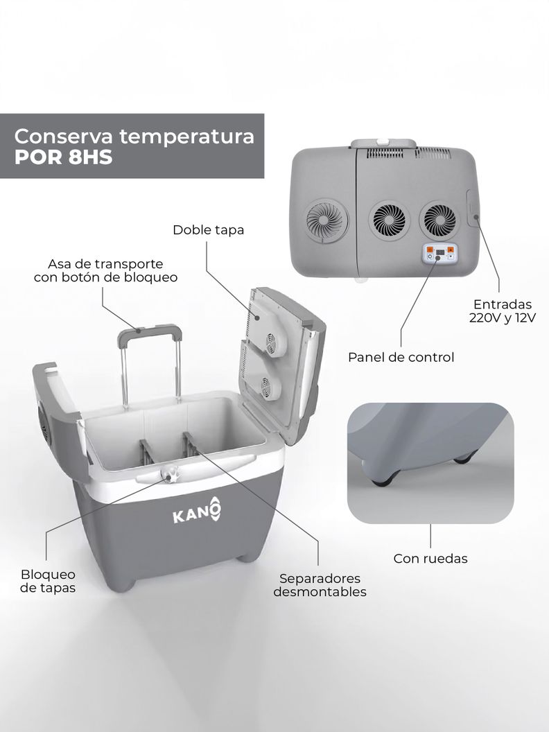 Cooler Eléctrico con Ruedas Kano Steffen 50 L Frio/Caliente-3