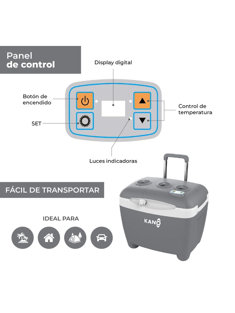 Cooler Eléctrico con Ruedas Kano Steffen 50 L Frio/Caliente-4