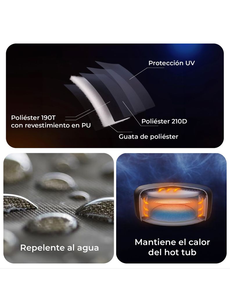 Cobertor Térmico MSPA para Hot Tubs Cuadrados de 4 Personas-4
