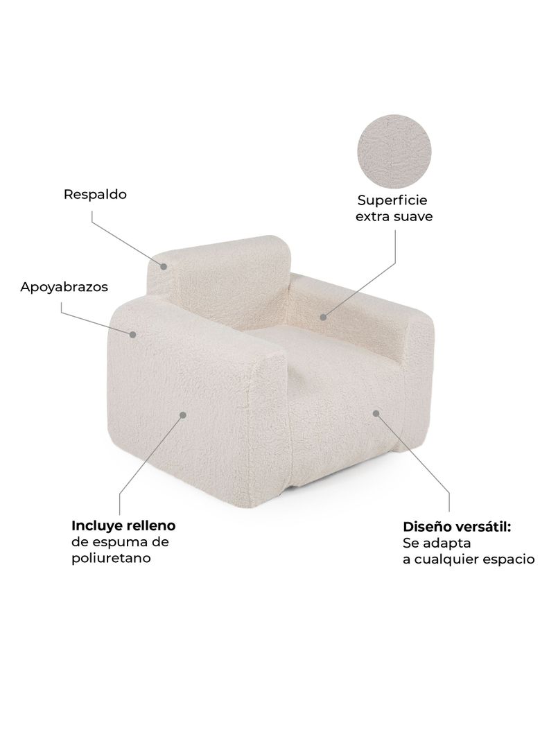 Sillón Pouf / Puff Relan Kubo con Apoyabrazos con Relleno-3