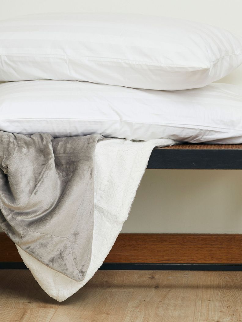 Manta Sherpa Polar Franela Gris 1,5 Plazas / Frazada Gris Relan-2