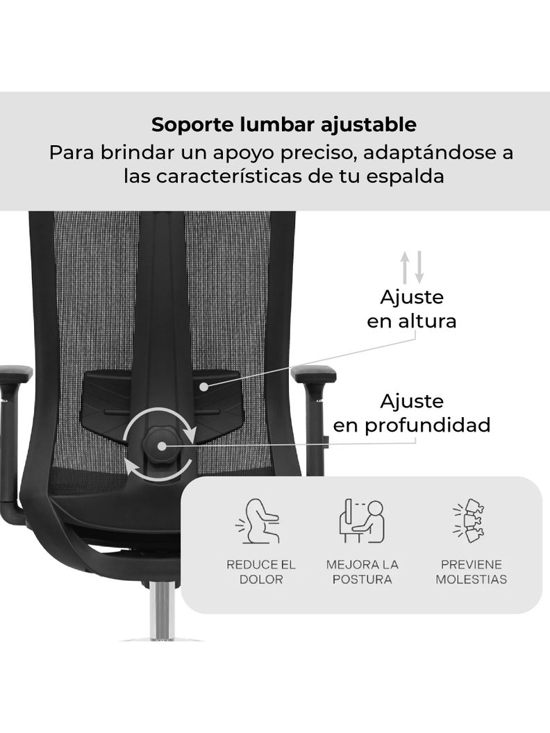 Silla de Escritorio Ajustable Ergonomus Sendai Cromada-2