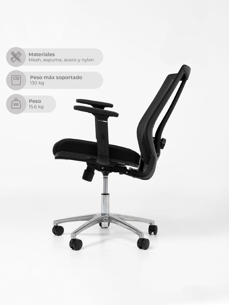 Silla de Escritorio Ajustable Ergonomus Sendai Cromada-6