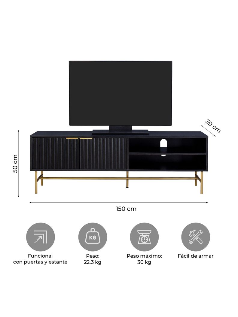 Rack de Tv Acanalado Top Living Queens con Puertas Estante-1