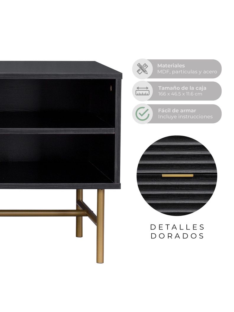 Rack de Tv Acanalado Top Living Queens con Puertas Estante-2