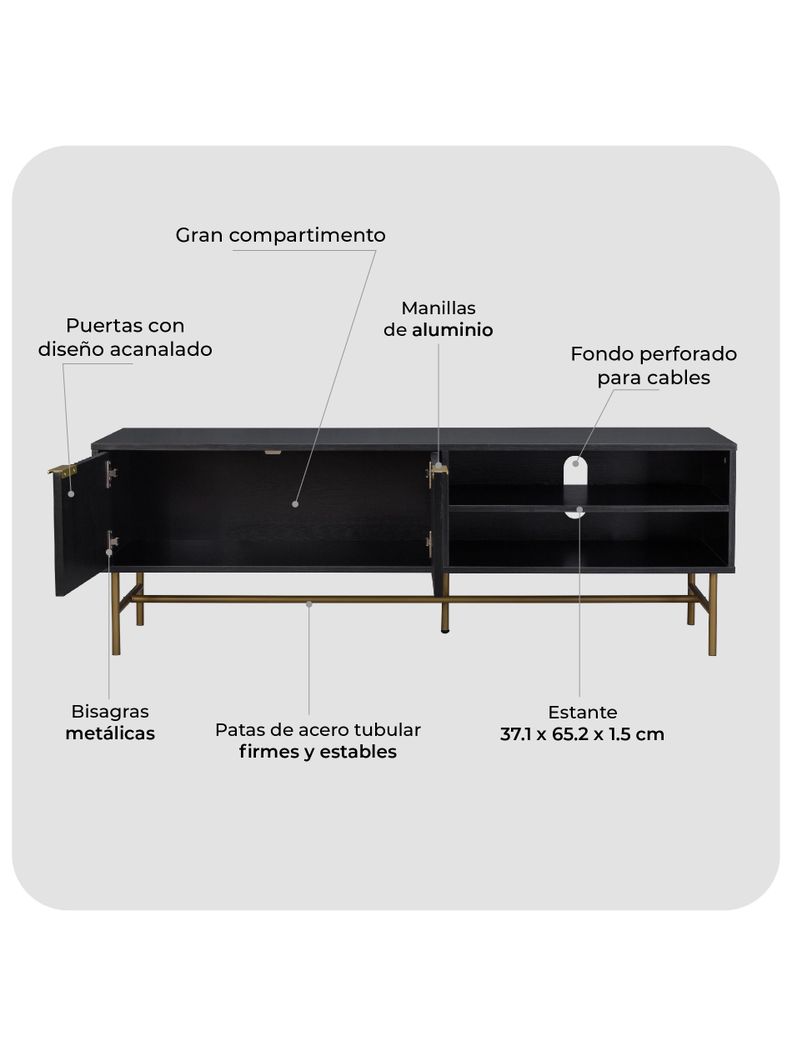 Rack de Tv Acanalado Top Living Queens con Puertas Estante-4
