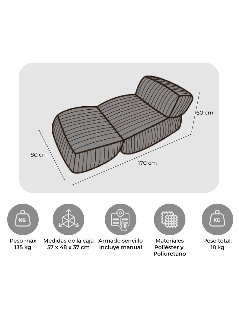 Sillón Pouf / Puff Plegable Relan Otto con Apoyapies-2