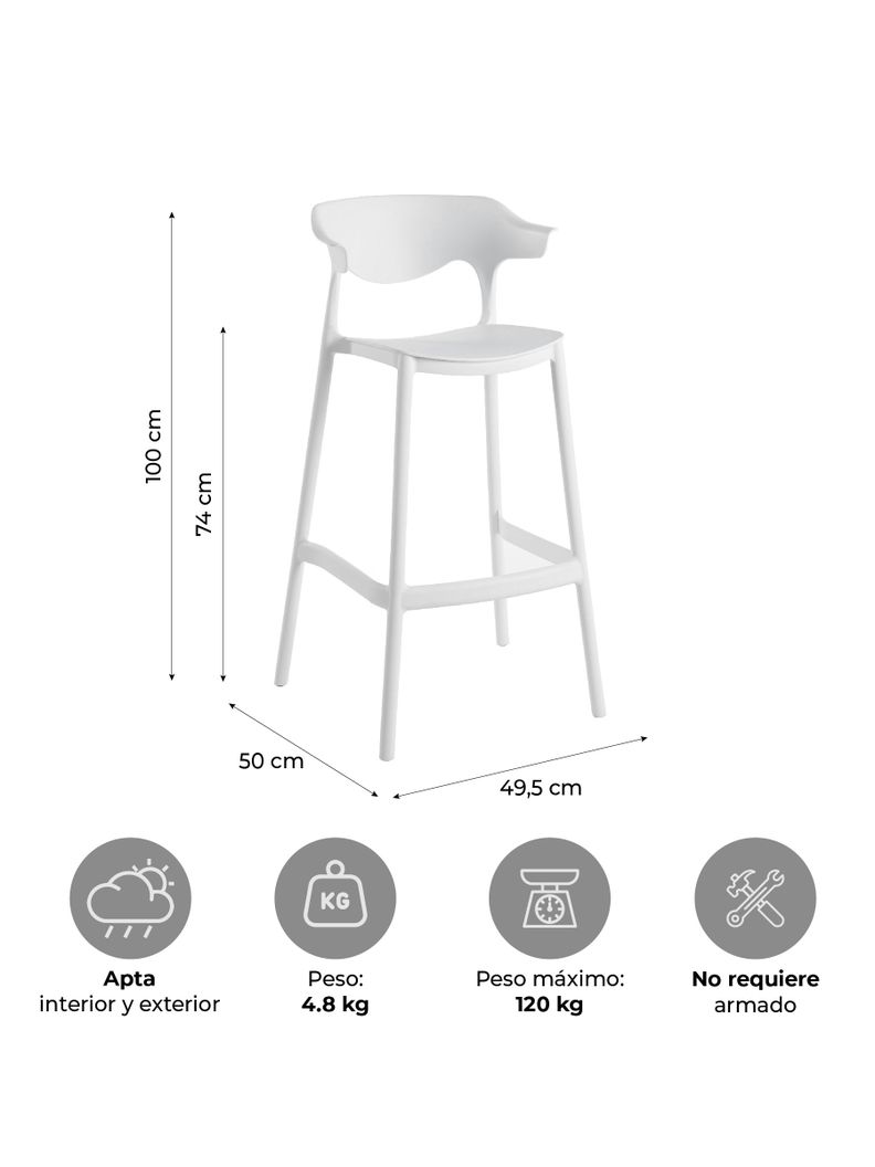 Piso Silla Alta de Bar Top Living Esparta Taburete Apilable-2