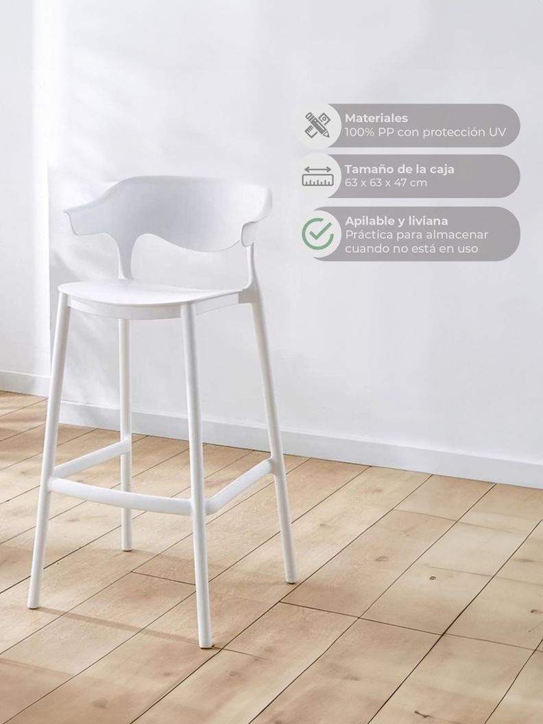 Piso Silla Alta de Bar Top Living Esparta Taburete Apilable-4