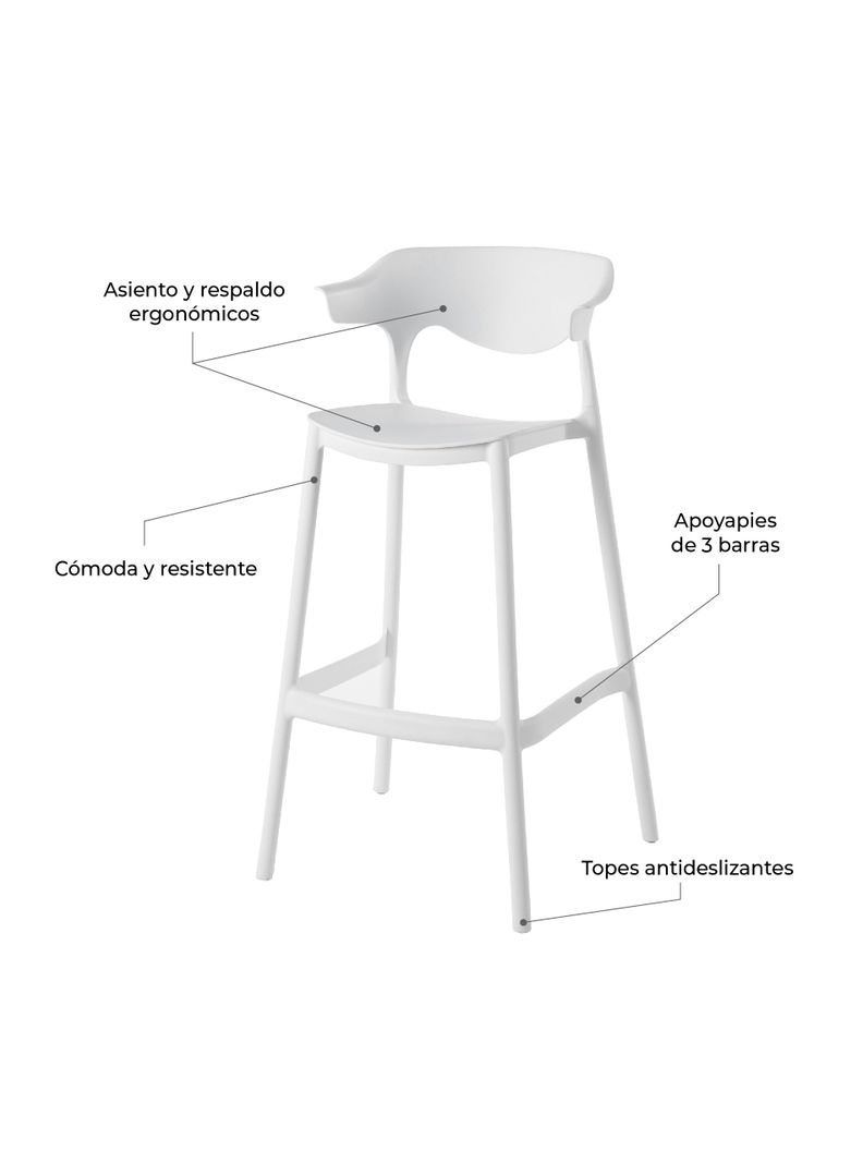 Piso Silla Alta de Bar Top Living Esparta Taburete Apilable-5